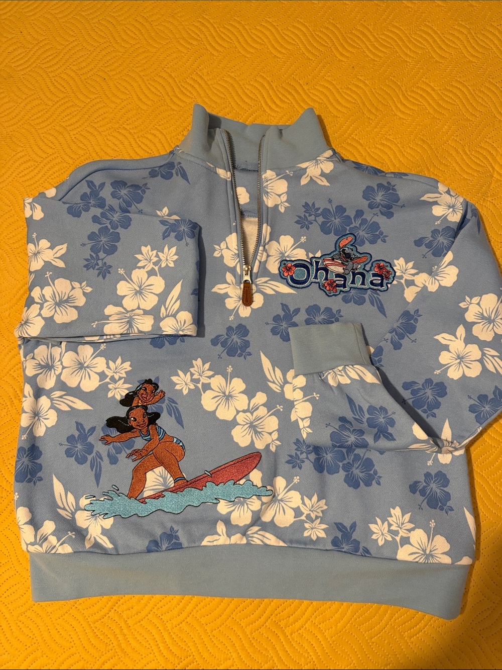 Disney Blue  'Ohana' Half-Zip Pullover NO TAGS from Hot Topic